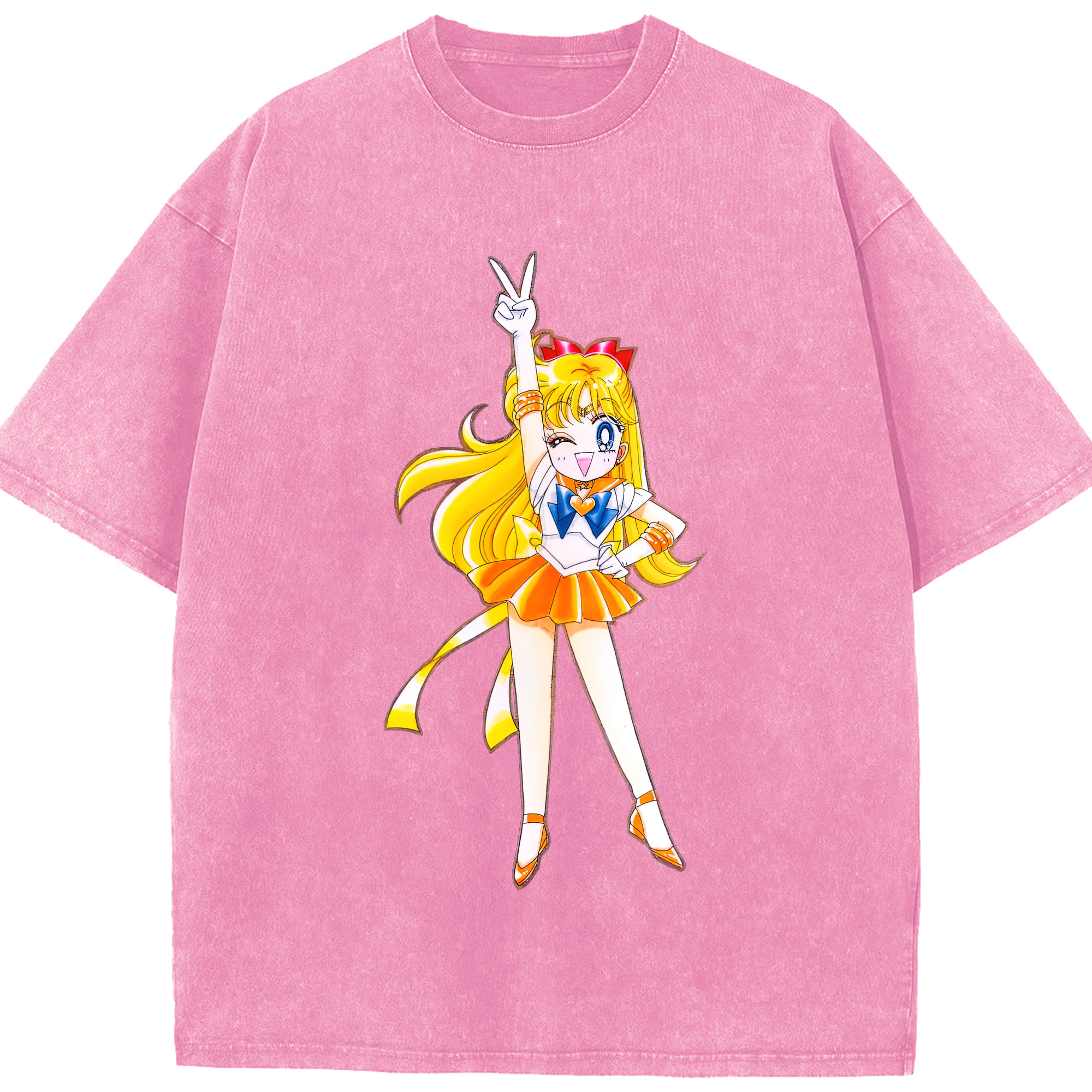 （画像用） 美少女戦士セーラームーン 愛野 美奈子 あいの みなこ Sailor Moon Aino Minako 綿100% ヴィンテージ風 半袖Tシャツ（フロントプリント）